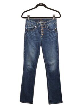 SILVER JEANS CO Suki Slim Boot Jeans Button Fly Dark Blue Wash W27 L33